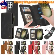 For Samsung S25 S24 S23 FE S22 S21 S20 Leather Case Removable Wallet ZIP Cover