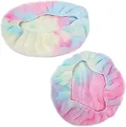 BEBEMOKO Tie-dye Plush Toilet Seat Cover Cozy Bathroom Accessory Stain Protection Easy Install Polyester