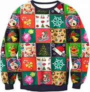 [eBoutik] Adult Unisex Festive Colorful & Jolly Christmas Jumpers - Novelty Unisex Funny Pullover Jumper - Great For Xmas Parties, Family Events, or Christmas Day - Everything Xmas (UK 12 LARGE), Multi, Large