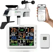 Urageuxy WiFi Weather Station with Rain Gauge & Anemometer – Wireless Indoor/Outdoor Weather Monitor, Large LCD Display, Wind Speed/Direction, Barometer, Forecast, Alarm – Home, Garden, Farm Use