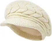 [MESU] Women Winter Knit Hat Warm Beanie Cap Wool Snow Ski Hats with Visor