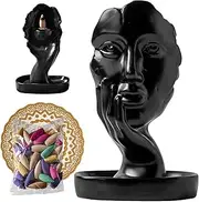 Face Incense Holder, Ceramic Aromatherapy Incense Burner | Face of Women in Hands Statue Waterfall Backflow with Graceful Stream Effect, Incense Holder Decor for Sticks Cones Meditation Relaxation