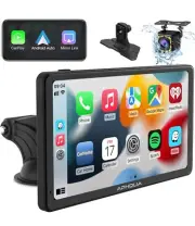 Wireless Portable Carplay & Android Auto Car Play Touch Screen W/ Backup Camera
