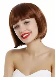 Wig Ladies Women Short Classic Bob Straight Fringe Smooth Red Copper Red