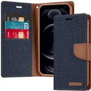 Goospery iPhone 7 8 Canvas Fabric Flip Wallet Case Cover Apple [Navy]
