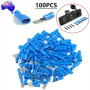 100Pcs Insulated Splice Wire Connector Insulated Spade Electrical Crimp Terminal