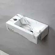 XIFIRY Marble Wall Hung Basin Sink Small Bathroom Rectangle Ceramic Wash (Left Hand)…