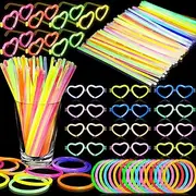 120Pack Glow in the Dark Party Supplies,Glow Glasses with 100 Glow Sticks Bulk,20 Glasses Mode & Connectors for 20 Glow Heart Glasses 60 Glow Bracelet,Neon Party Favor for Kids Adults Carnival Holiday