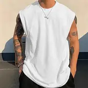 Men's Tank Top Vest Top Undershirt Sleeveless Shirt Sleeveless Crew Neck Summer Plain Fashion Designer Basic Classic Vacation Street Going out Black White Pink