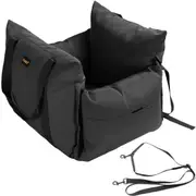 3-in-1 Dog Car Booster Seat with 2-in-1 Leash, Removable Car Seat with Washable Mashine Side Bag Strap, Car Set Black