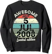 [X.Style] 15 Year Old Birthday Tshirt 5 July 2008 15th Birthday Sweatshirt ds268 Sweater (S) Black