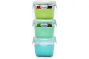 Melii: Glass Containers with Sleeve - Mint + Blue + Lime (3pc Set)