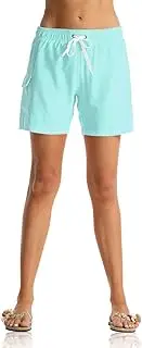 [Nonwe] Women's Swim Trunks Quick Dry Solid Summer Beach Shorts Mesh Lining
