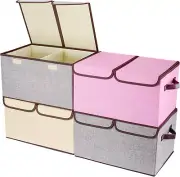 Larger Storage Cubes [4-Pack] 33 Quart Linen Fabric Foldable Collapsible Storag
