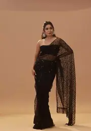 Bollywood Heavy Nylon Butterfly Net Saree with Fancy Sequence & Thread Work