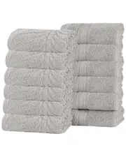 Superior Set of 12 Zero Twist Cotton Elegant Chevron Soft Absorbent Assorted Washcloths