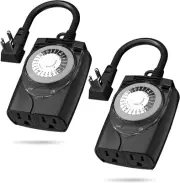 HBN Outlet Timer, 24 Hour Mechanical Outdoor Timer for Lights, Plug in Timer