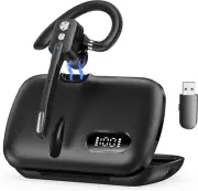 Wireless Bluetooth Earpiece, Dual-Mic Noise Canceling, Single Ear Headset