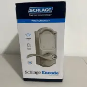 Schlage Camelot Satin Nickel Electronic Encode Smart WiFi Accent Lever w Alarm