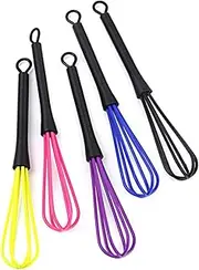 Garneck 5pcs Mini Silicone Whisks Set for Baking - Cake Mixing and Cooking - Versatile Mini Whisks Ideal for Egg Beating Dough Mixing and Hair Dyeing Durable Easy to Clean Silicone