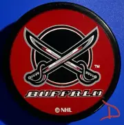 Vintage Puck World Throw Back Buffalo Sabres (Double Sword) Souvenir Puck