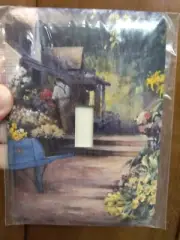 light switch plate cover USA 1 toggle vtg Cottage Flowers gardener art Merlaine