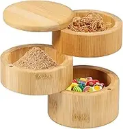 Bamboo Spice Container,Kitchen Salt Box,Bamboo Salt Container,Bamboo Spice Box,Bamboo Seasoning Box,Bamboo Salt Storage Box for Salt Spices peppercorns
