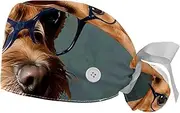 [YTYVAGT] 2-Pc,Gourd-Shaped Working Cap,Fisherman Hat with Buttons and Cotton Sweatband,Brussels Griffon Dog Reading Book