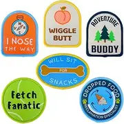 YJ PREMIUMS 6PC Dog Harness Patches | Hoop & Loop Funny Cute Dogs Patch for Removable Vest Collar Tactical Working Moral Training Tracking Service Dog Doggie Pet Embroidery Patched Accessories