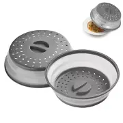 2 Pack Round Microwave Splatter Covers Collapsible Colander Kitchen Gadget