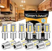 Qoope - Pack of 10 - Super Bright Warm White 1156 BA15S 1141 1073 7506 LED Vanity Light Bulbs 5050 18-SMD Replacement Lamps for 10-30V AC/DC Interior RV Camper Trailer Lighting Marine Boat Yard Light