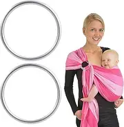 Baby Sling Rings, 2 Pieces Sling Rings, Portable Aluminium Ring for Toddlers, Children's Sling Silver, Cotton Wrap Aluminium Rings, Baby Sling Ring Accessories for Toddlers