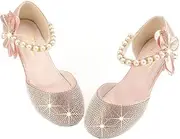 GOJERP Little Girl's Adorable Sparkle Mary Jane Ballerina Flat Princess Flower Wedding Party Dress Shoes
