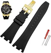 [EKSIL] 28mm Black Soft Silicone Rubber Watch Strap Bracelet Wristband For AP ROYAL OAK Watchband Belt 40mm 42mm