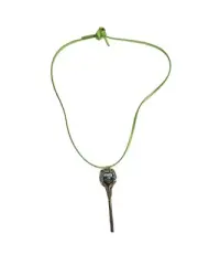 Handcrafted Hale Farm Bath Ohio Spoon Faux Green Leather Necklace