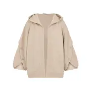 [Max Mara] Max Mara-Pumice Beige Wool Vals Bottons Cardigan-Donna M STAND
