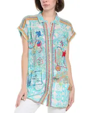 Johnny Was Dionne Button-Down Silk Blouse