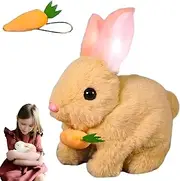 Bunny Toy - Easter My Realistic Bunny Toy, Plush Interactive Rabbit Toys - Can Walk, Talk,Jumping, Twitching, and Shaking Ears, Bunbi Realistic Toys (Brown)