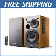 Compact Wood Grain Bluetooth Studio Speakers with Remote Control & EQ Adjustment