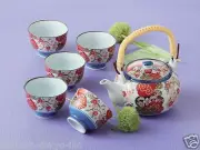 [SUPER SALE] Arita-yaki Porcelain: SAKURA - Kyusu Tea pot & 5 tea cup Set w Box