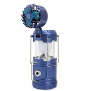 3 In 1 Solar Camping Tent Fan Lantern USB Rechargeable Flashlight Torch Portable Hand Lamp BLUE COLOR