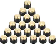 uxcell 20Pcs Guitar Amplifier Push on Fit Knobs for 6mm/0.24" Dia Potentiometer, Control Knob Black-Gold for Volume Tone Control, Guitar Bass Parts, Chrome