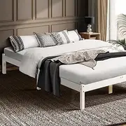 Furb Bed Frame Wooden Solid Pine Wood Bed Base Mattress Timber White King