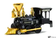 Power Steam Engine Classic Loco Model Metal Diecast Train Black Gold Silver