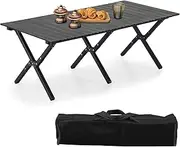 BOOSDEN Folding Camping Table, Outdoor Low Picnic Table, Aluminum Roll-up Camping Table with Carry Bag, Lightweight Foldable Camp Table for Beach,Party, Patio, BBQ, Travel, Backyard