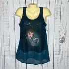 Disney NWT M Beauty & the Beast Art of Belle Sequin Chiffon Trim Tank Top Blouse