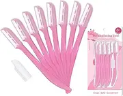 Professional Exfoliating Dermaplaning Tool, Multipurpose Face and Eyebrow Razors for Women, Dermaplane Razor for Women Face Dead Skin Removal, Facial Peach Fuzz Hair Removal Tool, 8 Count, Pink