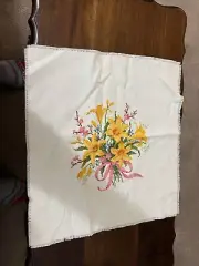 Vintage Completed Floral Needlework Tapestry ReadyToBe Used 14 Count Aida 14”x14