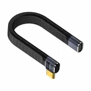 Flat Short USB C Extension Cable 5inch, 240W Right Angle USB C Male to Female Cable, 40Gbps USB 4.0 Type C Extender Cable