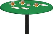 Felt Card Game Table Cover for Poker, Mahjong, Domino,Bridge and Board Game, Elastic Fitted Tablecloth for 60 to 72 Inch Round, Green